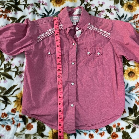 Vintage Panhandle Pearl Snap Shirt Girls Size Small Pink Paisley Cowgirl Western - Picture 6 of 6